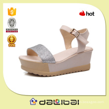 Hot fashion sliver gold sequined PU upper girls latest high heel platform sandals